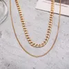 Kedjor mode ins stil retro överdriven gyllene länk kedja halsband kvinnor flerskikt trendiga smycken bröllop present collier