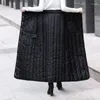 Rokken winter omlaag katoen vrouwen 2023 mode vintage elastische taille dikker warme winddichte rok dames losse lange vrouw