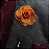 Smycken satin blomma lapel stift för kvinnor män bröllop boutonniere kostym stift brosch stick fre drop leverans party evenemang tillbehör dh0c7