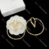 Letter Baroque Stud Earrings Vine Designer V Pendant Earrings Big Circle Gold Dangler With Box Lovers Gift Engagement Jewelry