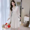 Casual Dresses 2023 Spring Festival Dress High Sense Långärmad Fashion Sequin Lace Stitching Fairy