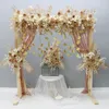 Decorative Flowers Wreaths Custom Golden Leaf Plants Rose Flower Row Arrangement Wedding Backdrop Deco Wall Hanging Floral Table Floral Ball Window Display 230313