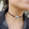 Choker Chokers Fashion Women Bohemian Kallaite Layered Leather Rope Necklace Summer Party Neckechokers Bloo22