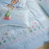 Ensembles de literie Ptetty frais fleurs sauvages broderie Seersucker housse de couette coton doux léger ensemble 4 pièces drap de lit taies d'oreiller