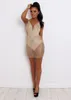 Lässige Kleider Bkld Sheer Summer Dress Women Sexy Clubwear Spaghetti Gurt ärmellose V-Ausschnitt Rückenless Bodycon Mini Party 2023