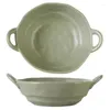 그릇 P82d 500ml 핸들 세라믹 샐러드 부엌 식탁 파스타 요리 전자 레인지 오븐 Bakware 팬이있는 일본 수프 그릇