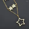 Ketten Hochwertige Geschenke für Frauen zum Tragen von weißen und goldenen Zirkon-Halsketten mit bunten Stern-CZ-Anhängern