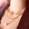 Chains Designer Original Vintage Multi Layer Pearl Cross Necklace 2023 Fashion Simple 3 Floor Collarbone Jewelry Ladies Party Gifts