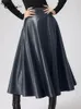 Skirts Women Long Fashion Leather PU Celmia Solid Office Lady Midi Elegant HighWaisted Party Bottoms 230313