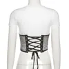 Femmes Shapers Femmes Body Shaper Sexy Sheer Sequins Corset Réglable Lace-Up Cincher Crop Tops Bustier Robe De Mariée Underbust Taille