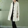 Kvinnors dikerockar 2023 Spring Autumn Coat Woman Korean Löst enstaka mid-långa kvinnor överrock vindbrytare kvinna