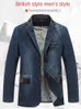 Herrdräkter dubbelknappdräkt Business Men's Jacket 2023 Klädtrend Casual Denim Personlig bantning