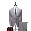 Costumes pour hommes haute qualité hommes costume ensemble Blazers affaires 3 pièces formel gilet pantalon plein manteaux 2023 mariage élégant vestes