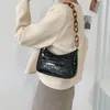 Evening Bags Crocodile Pattern PU Leather Handbags 2023 Female Shoulder Bag Fashion Ladies Armpit Retro Casual Women Tote Small Clutch