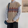 Mäns västar ärmlös tröja väst stickad mode Autumn Loose Korean Style College Wool Outdoor Ins Hong Kong Waistcoat