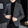 Mäns kostymer blazers Autumn Winter Mens Suit Jacket Luxury Fashion Personality Suit Fit Leisure Comfort Classic Plaid British Fashion Blazer Coat 230313