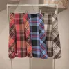 Jupes Chic Hit Couleur Plaid Jupes Femmes Vintage High Wiast Une Ligne Mujer Faldas Automne Hiver Arrivées Doux Mode Jupe Femme 230313