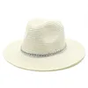 Wide Brim Hats Sun Hat Women Silver Chain Summer Straw Flat Top Outdoor Leisure Seaside Sunshade Beach Wholesale