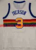 #55 Dikembe Mutombo Jerseys #3 Allen Iverson Jersey #15 Carmelo Anthony Jersey Rood Blauw Wit Gestikt