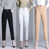 Pantalones de mujer Primavera Verano Harem Mujeres de cintura alta Pantalones de lápiz blanco Todo fósforo Tendencia Traje profesional Damas