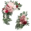 Fiori decorativi ghirlande 2pc arco di nozze artificiali fiori rosa fiore swag con eucalipto di peonia nastro di cablaggio floreale per decorazioni per cerimonie nuziali 230313