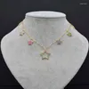 Ketten Hochwertige Geschenke für Frauen zum Tragen von weißen und goldenen Zirkon-Halsketten mit bunten Stern-CZ-Anhängern