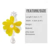 Hoop Earrings FLOLA Big Purple Yellow Flower For Women Bead Pearl Acrylic Drop Summer Jewelry Beach Gifts Ersx18