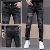 Мужские джинсы высококачественная серая растяжка Slim Fit Designer Design Decor Casual Sexy Street Men Clothing 230313