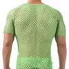 Men's T-Shirts Mens Sexy Mesh See-Through Shirts Short Sleeve Nightclub Sheer Tops Shirt Costume Fish Net t-Shirt 230313