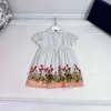 23ss Designer brand kids dress Doll collar design Floral fairy print hem chiffon dresss girls dresses Kids skirt Baby Clothes a1