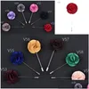 Joalheria masculino clássico de broche de broche de flores imitadas tecidos de seda boutonniere stick pino de lapela para terno acessórios de casamento de festa 1 dhltz