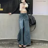 Womens Jeans Oversized Vintage High Waist Jeans High Street Loose Frayed Wide Leg Jeans Fashion Korean Casual Solid Color Straight Trousers 230313