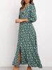 Casual Dresses Long Dress Floral Print Lantern Sleeve Kjol A-Line Overdimensionerad mantel Spring Summer Korea Elegant Vintage Dresses for Women 230313