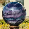 Figurine decorative Colore naturale Sfera di cristallo di fluorite Decorazione della casa Reiki Energia Pietra curativa Minerale fatto a mano Feng Shui Regalo fai da te