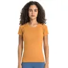 L_2067 T-shirt girocollo da donna Camicie a maniche corte Top da yoga Felpa ad asciugatura rapida Abbigliamento fitness traspirante