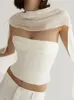 Kvinnors tankar Vitt bandage ärmlös rörtankstoppar Kvinnor Axless Crop Top Summer Female Sexig Backless Cami Party Elegant 2023