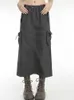 Skirts Dark Grey Casual Long Cargo Skirts Women Stitching Vintage Baggy Streetwear Outfits Split Fashion Low Waist Loose Skirt 230313