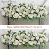 Decorative Flowers Wreaths 50/100CM DIY Wedding Flower Wall Arrangement Supplies Silk Peonies Rose Artificial Floral Row Decor Marriage Iron Arch Backdrop 230313