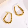 Hoop oorbellen Huggie One Pair Fashion Women Gold Round / Oval Roestvrij stalen bal kralen Draad oorbel sieraden voor vriendshoop