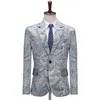 Ternos masculinos elegantes pavões jacquard jacquard jaqueta homens um botão entalhou com lapela blazers masculino para festa de casamento no palco