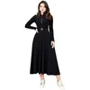 Casual Dresses 2023 Solid Color Slim High Waist Big Swing Early Spring Temperament Knitted Dress Long Sleeve Zipper Ankle Length