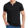 T-shirts pour hommes T-Shirt été solide vêtements pour hommes haut élastique coton bouton mode Simple à manches courtes