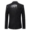 Abiti da uomo Blazer Nero Paillettes One Button Collo a scialle Giacca da uomo Bling Glitter Nightclub Prom Giacca da DJ Giacca da uomo Abiti da palcoscenico per cantanti 230313