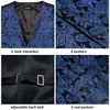 Mäns västar Hi-Tie 20 Color Silk Men's Vests and Tie Business Formal Dresses Slim Vest 4pc Hanky ​​Cufflinks For Suit Blue Paisley Waistcoat 230313