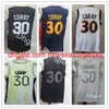 Maillots de basket-ball 23 Stephen Curry 30 Thompson 11 Edition Earned City Stithched Respirant Bleu Marine Blanc Noir Jaune short