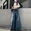 Womens Jeans Oversized Vintage High Waist Jeans High Street Loose Frayed Wide Leg Jeans Fashion Korean Casual Solid Color Straight Trousers 230313