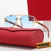 Luxe Man Designer Zonnebrillen voor Vrouwen Mode Frameloze Rechthoek Sunglass UV400 Lenzenvloeistof Houten Herenbrillen Eyelgasses
