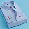 Men's T-Shirts Men's clothing Casual Solid Oxford Dress White Shirt Single Patch Pocket Long Sleeve Regular-fit Button-down Thick Shirts 230313