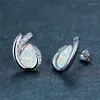 Studörhängen söta kvinnliga geometriska vatten droppar vit blå opal ros guld silver färg brud för kvinnor