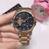 Luxury Mens Watches Five Needle Series Wristwatch Stor svänghjul Automatisk mekanisk klocka Top Brand Fashion Steel Strap